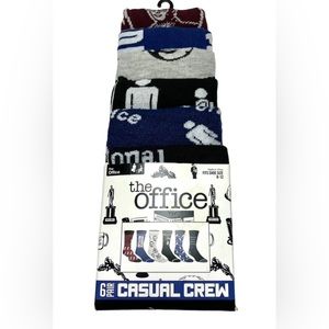 The Office Socks 6pr Casual Crew Mens Size 8-12 NEW Novelty Socks Dunder Mifflin